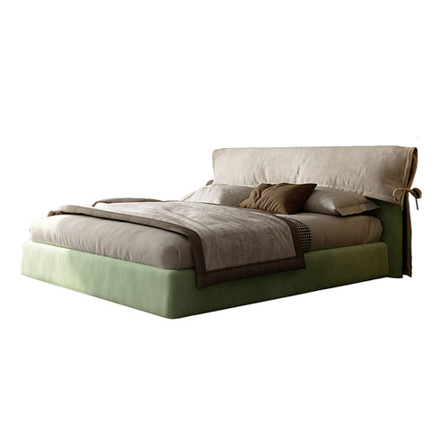 Caelan Modern Suede Fabric Upholstered Headboard Bed Frame