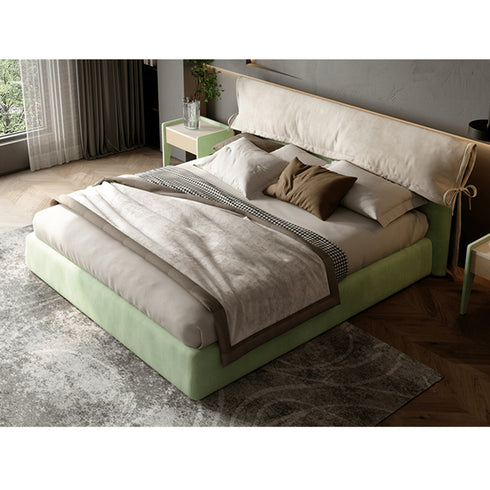 Caelan Modern Suede Fabric Upholstered Headboard Bed Frame