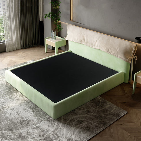 Caelan Modern Suede Fabric Upholstered Headboard Bed Frame