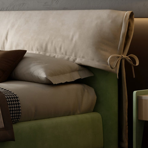 Caelan Modern Suede Fabric Upholstered Headboard Bed Frame