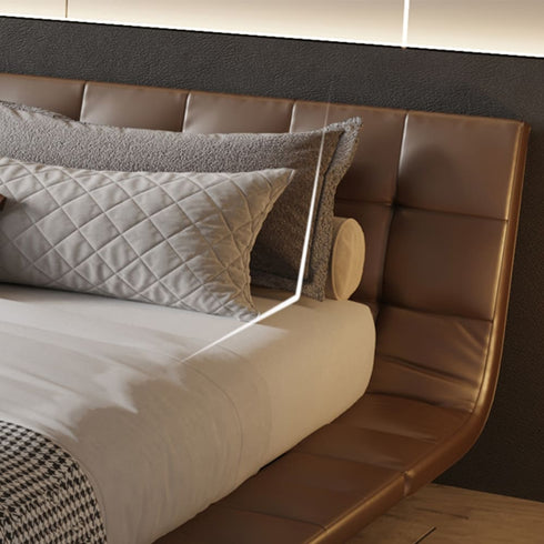 Caiden Calf Leather Minimalist Simple Bed Frame With Legs