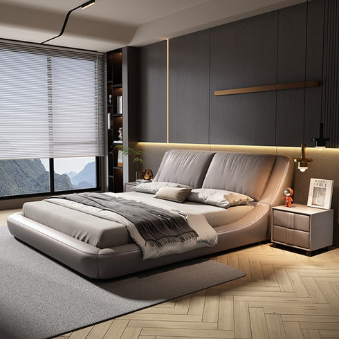 Calais Microfiber Leather Thick Headboard Luxury Bed Frame