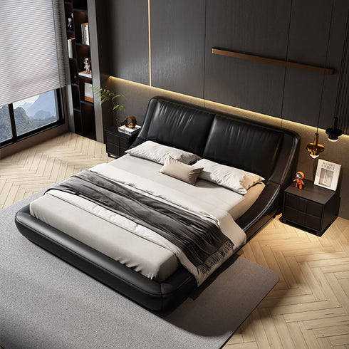 Calais Microfiber Leather Thick Headboard Luxury Bed Frame