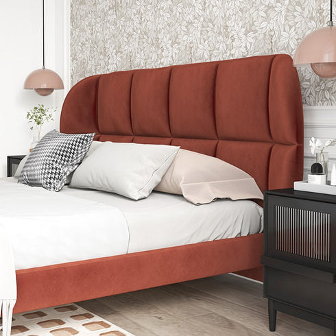 Calderon Velvet Wide Headboard Modern Bed Frame
