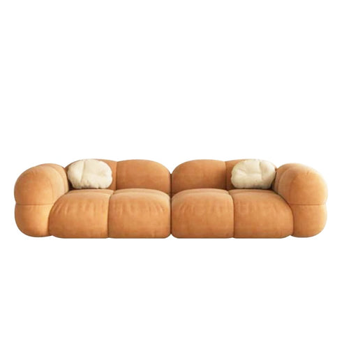 Caley Velvet Fabric Round Shaped 2 Modules Sofa Modern Arm Couch