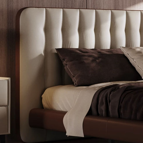 Camacho Technical Fabric Mixed Color Modern High Headboard Floating Bed Frame