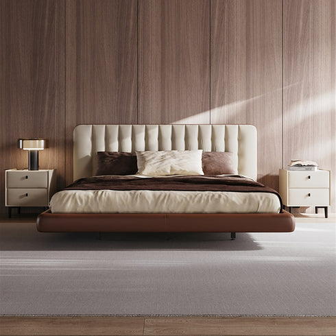 Camacho Technical Fabric Mixed Color Modern High Headboard Floating Bed Frame