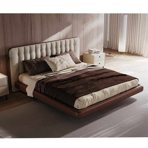 Camacho Technical Fabric Mixed Color Modern High Headboard Floating Bed Frame