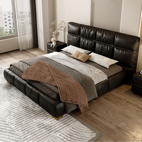 Camryn Technical Fabric Wide Headboard Upholstered Modern Bed Frame