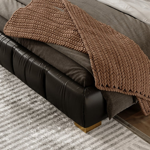 Camryn Technical Fabric Wide Headboard Upholstered Modern Bed Frame