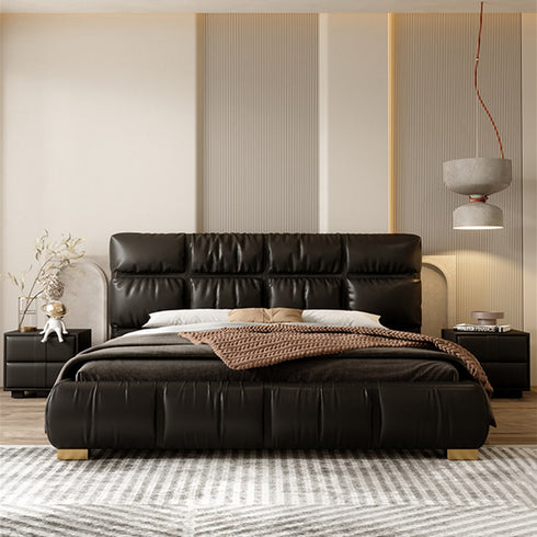 Camryn Technical Fabric Wide Headboard Upholstered Modern Bed Frame