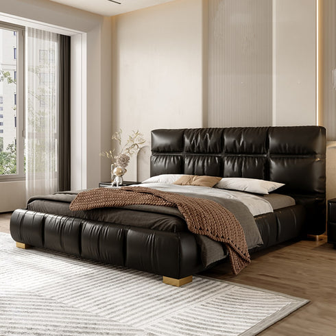 Camryn Technical Fabric Wide Headboard Upholstered Modern Bed Frame