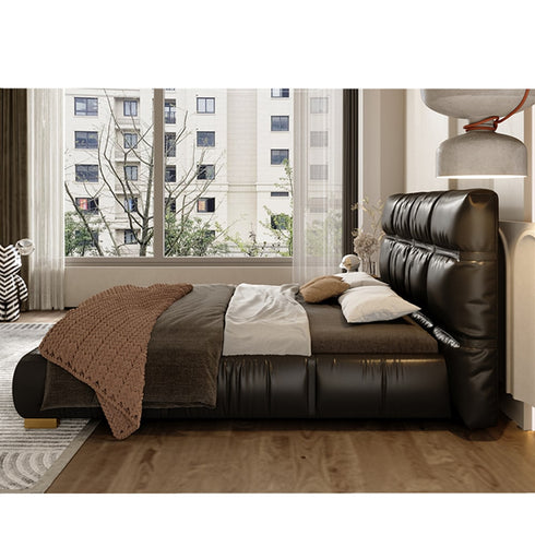 Camryn Technical Fabric Wide Headboard Upholstered Modern Bed Frame