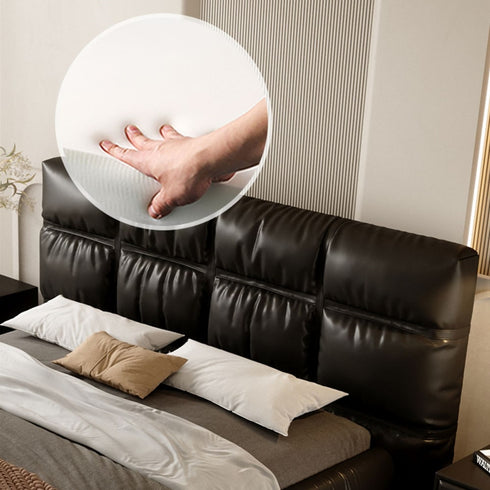 Camryn Technical Fabric Wide Headboard Upholstered Modern Bed Frame