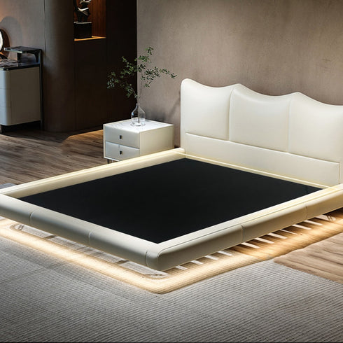 Cappy Technical Fabric Curved Headboard Modern Floating Bed Frame