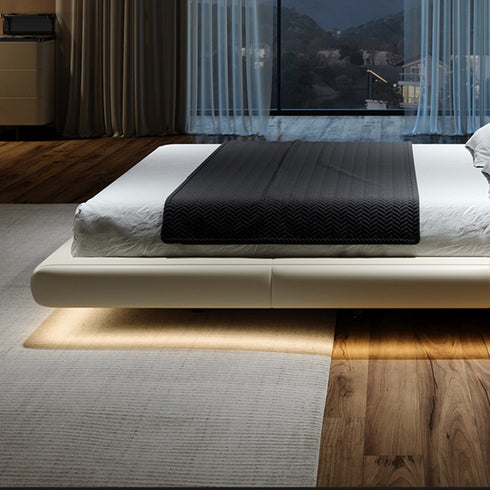 Cappy Technical Fabric Curved Headboard Modern Floating Bed Frame