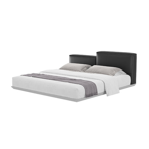 Cariad Technical Fabric Modern High-Low Headboard Floating Bed Frame