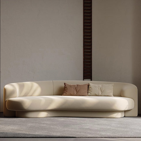 Carrick Velvet Fabric Curved 3-Seater Sofa Shaped Upholstery Sofa