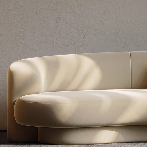 Carrick Velvet Fabric Curved 3-Seater Sofa Shaped Upholstery Sofa