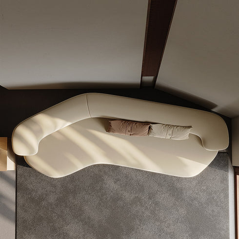 Carrick Velvet Fabric Curved 3-Seater Sofa Shaped Upholstery Sofa