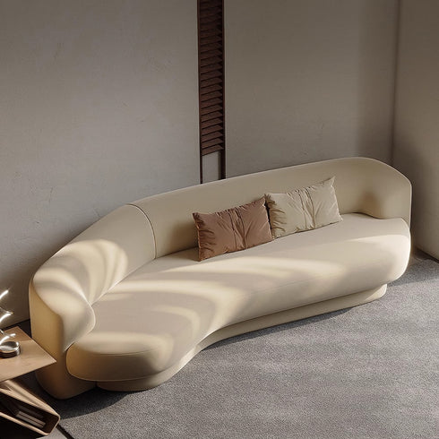 Carrick Velvet Fabric Curved 3-Seater Sofa Shaped Upholstery Sofa