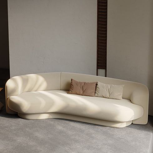 Carrick Velvet Fabric Curved 3-Seater Sofa Shaped Upholstery Sofa