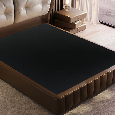 Cary Calf Leather Upholstered Headboard Luxury Bed Frame