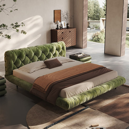 Castro Modern Velvet Fabric Upholstered Bed Frame