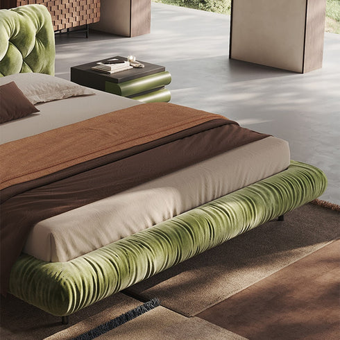 Castro Modern Velvet Fabric Upholstered Bed Frame