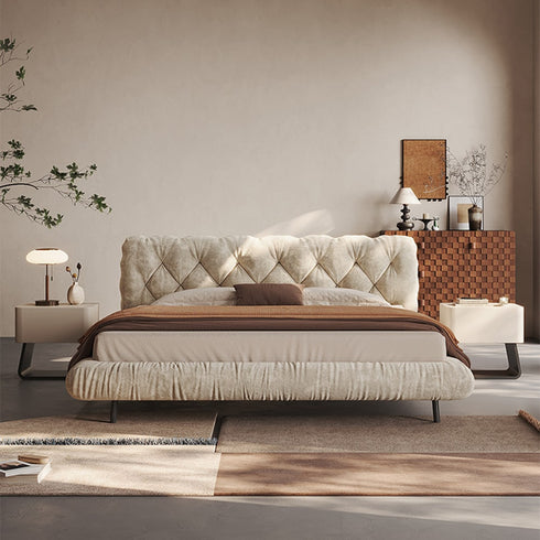 Castro Modern Velvet Fabric Upholstered Bed Frame