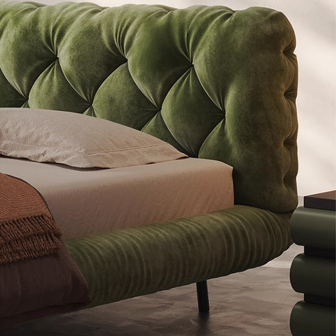 Castro Modern Velvet Fabric Upholstered Bed Frame