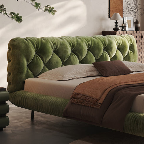 Castro Modern Velvet Fabric Upholstered Bed Frame