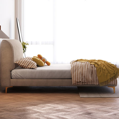 Cato Velvet Bed Frame Stripe Pattern Headboard