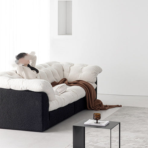 Caton Black+White Boucle 3 Seater Sofa Minimalist Couch