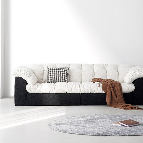 Caton Black+White Boucle 3 Seater Sofa Minimalist Couch