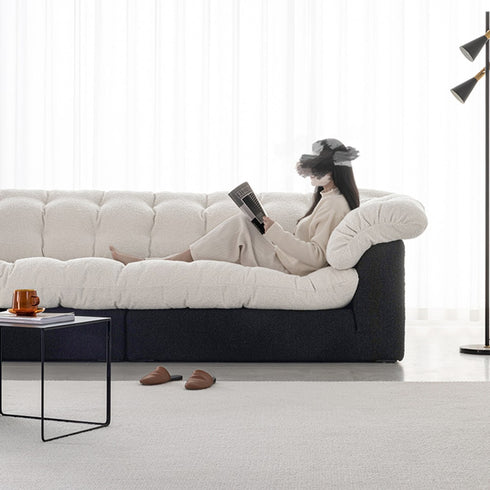 Caton Black+White Boucle 3 Seater Sofa Minimalist Couch