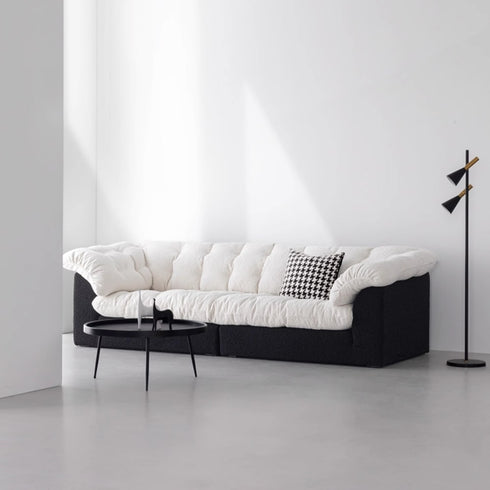 Caton Black+White Boucle 3 Seater Sofa Minimalist Couch