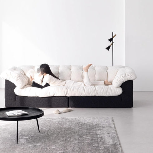 Caton Black+White Boucle 3 Seater Sofa Minimalist Couch