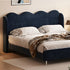 Ceres Wave Shaped Headboard Velvet Fabric Modern Bed Frame