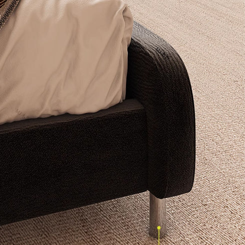 Ceres Wave Shaped Headboard Velvet Fabric Modern Bed Frame