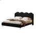 Ceres Wave Shaped Headboard Velvet Fabric Modern Bed Frame