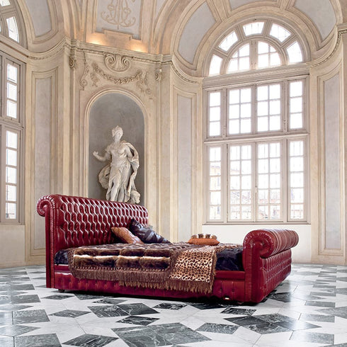 Chayston Buckle Design Luxury High Headboard Oil Wax Leather Bed Frame