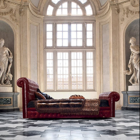 Chayston Buckle Design Luxury High Headboard Oil Wax Leather Bed Frame