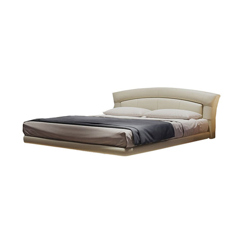 Chelsea Arc-shaped Headboard Calf Leather Floating Bed Frame