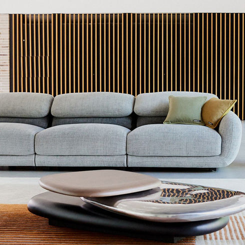 Chenille Gray Fabric 3 Seater Sofa Foldable Backrest Couch