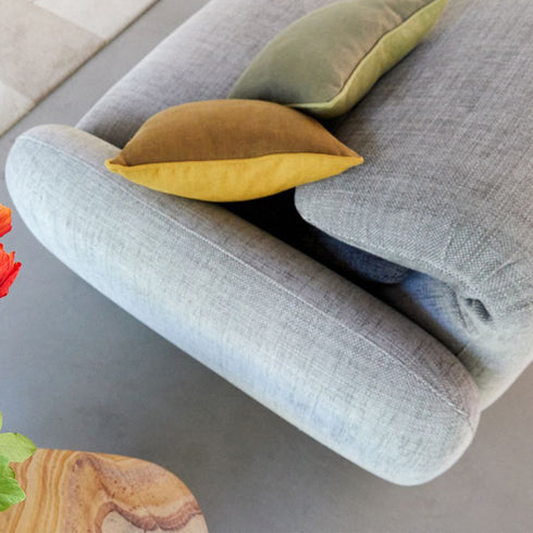 Chenille Gray Fabric 3 Seater Sofa Foldable Backrest Couch