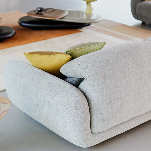 Chenille Gray Fabric 3 Seater Sofa Foldable Backrest Couch