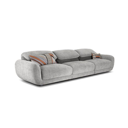 Chenille Gray Fabric 3 Seater Sofa Foldable Backrest Couch