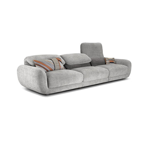 Chenille Gray Fabric 3 Seater Sofa Foldable Backrest Couch