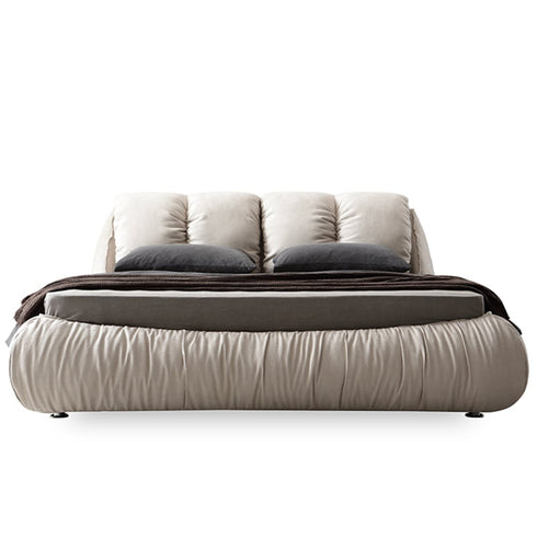 Choi Velvet Fabric Modern Upholstery Headboard Bed Frame